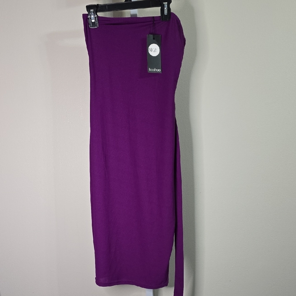 Boohoo‎ Night Bandeau The Belt Mini Dress Purple Ladies Sz 6
